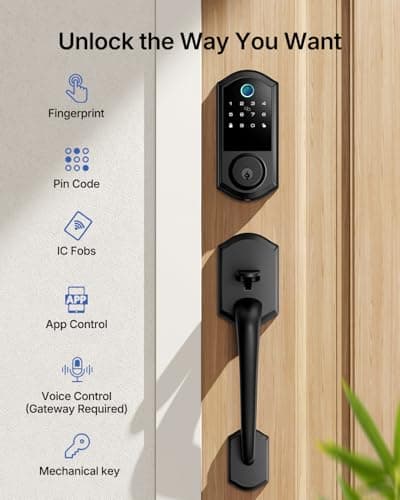 Smart Front Door Lock Set - Firstriver Keyless Entry Door Lock with Handle, Fingerprint Deadbolt, Keypad & Bluetooth App Control, Electronic Auto Lock, Compatible with Alexa & Google Assistant, Black view 4
