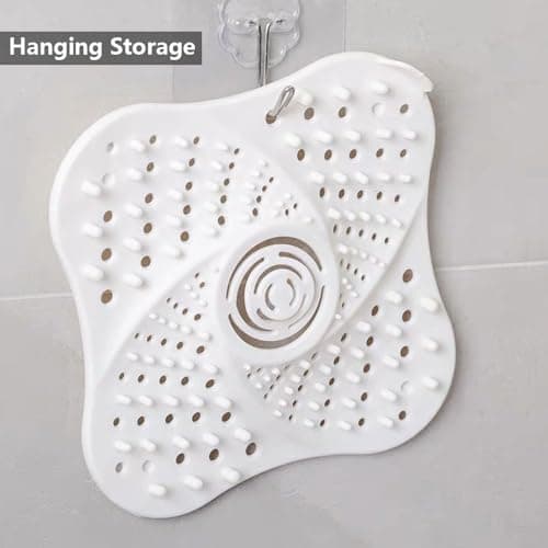 2 Pack Drains Hair Catcher, Silicone Bath Drainer Protector, Sink Drain Strainer with Suction Cup, Hair Stopper Drain for Shower Bathroom Tub Kitchen Drains Shower Drain Cover (Grey + White) view 7