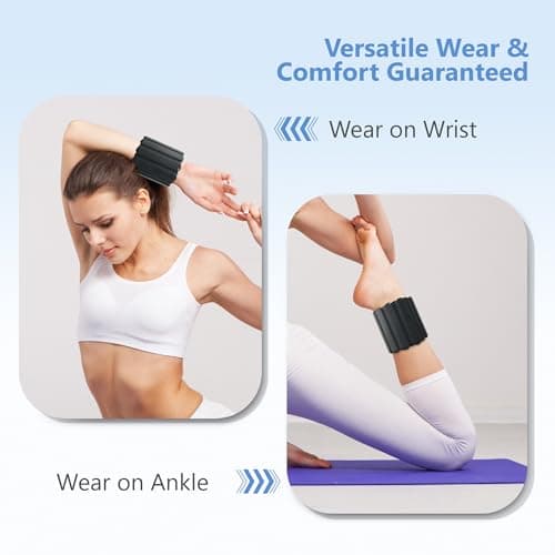 Wrist and Ankle Weights for Women & Men 2 Pack (1lb Each), Adjustable Silicone Wearable Arm & Leg Weights for Pilates, Gym, Yoga, Cardio, Strength Training view 4