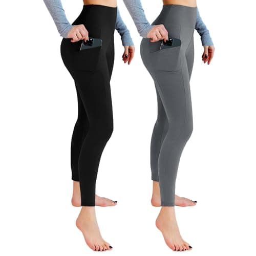 Leafigure 2 Pack Leggings with Pockets for Women, High Waisted Soft Leggings for Yoga Gym — image 1