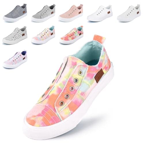 JENN ARDOR Womens Slip On Fashion Sneakers No Laces Comfortable Casual Low Canvas Sneakers Flats Walking Shoes — image 1