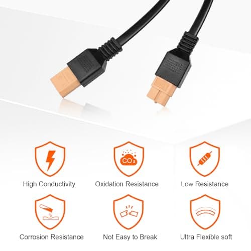 DOKIO XT60 Extension Cable 19.7 ft (6 m), Male to Female XT60 Solar Connector, Soft Silicone Copper Wire 12V/24V Extension Lead for Solar Panels or Power Station Controller Setup view 5