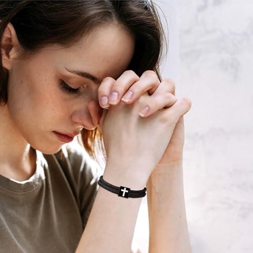 Sistble Easter Gifts, Easter Basket Stuffers Christian Gifts Cross Bracelet for Men Handmade Braided Rope Bracelet Bible Verse Baptism First Communion Confirmation Gift for Teenage Boys Girls view 4