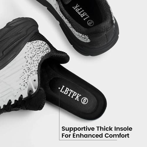 TDIDIS Women's Lightweight Walking & Running Shoes - Breathable Non Slip Sneakers with Cushioned Comfort for Gym, Tennis, Workout Black/White view 4