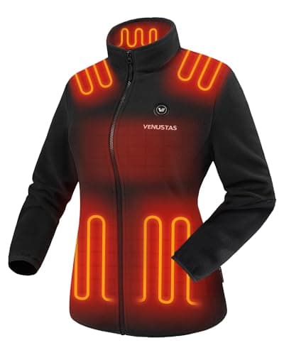 Venustas Women's Fleece Heated Jacket with Battery Pack, Soft Lightweight Heating Coat for Outdoor Activities