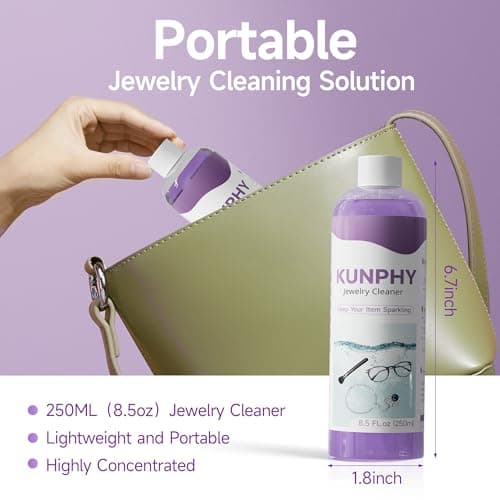 kunphy Upgraded Jewelry Cleaner, New Plant Formula for All Ultrasonic Cleaners, Enhanced Cleaning Effect, Multi-Purpose Glasses cleaner for Silver, Gold, Rings, Diamond and Eyeglass(8.5 oz, 250 ml) view 6