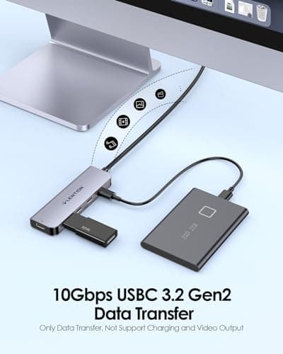 LENTION 4-Port USB C Hub with Long Cable 2FT, USB C Hub Multiport Adapter 4 x Type C 3.2 10Gbps, 100W PD Charging USBC Splitter, Compatible with 2025-2018 MacBook Pro/Air, 2026 MacBook Neo and More view 3