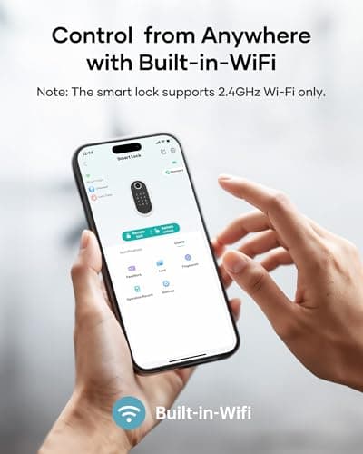 Wi-Fi Front Door Lock Set - HEANTLE Smart Locks for Front Door Built-in WiFi Keyless Entry Deadbolt with Handle Set Fingerprint Smart Electronic Deadbolt, Works with Alexa & Google Assistant Silver view 3