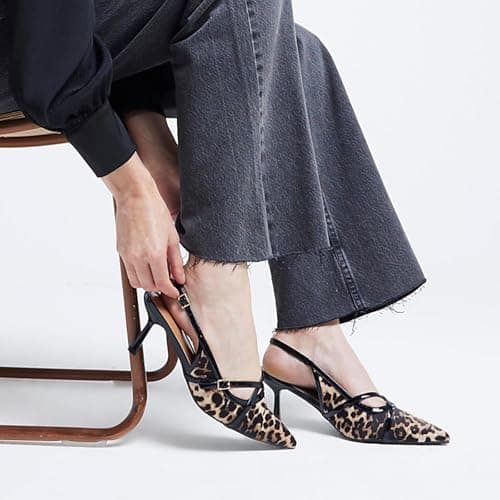 KaroNairy Kitten Heels for Women Pointed Toe Slingback Heels Closed Toe Low Heel Wedding Dress Pumps with Buckles view 6