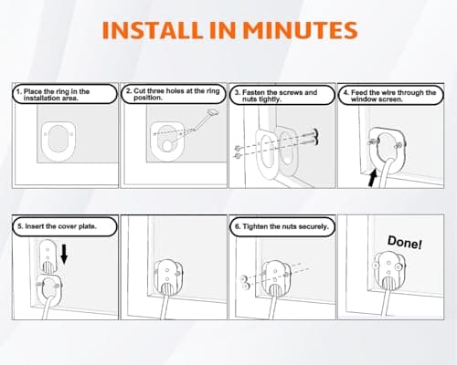 Window Screen Pass Through Attachment - Bring Inside Power Outside, for 1/3"-4/5" Cables or Hoses, Fits on Any Standard Window Screen, Insect and Dust Proof, for Rv, Pet Cameras, Various LED Lights view 6