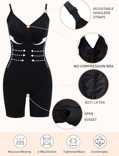 JEKAOYI Women's Shapewear Bodysuit, Mid Thigh Tummy Control Butt Lifter Shaper with Adjustable Straps view 5