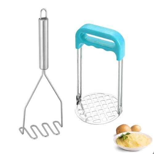 2 Pcs Potato Masher Set – Heavy Duty Stainless Steel & Wire Design, Rust-Proof Dual Kitchen Mashers for Potatoes, Avocados, Vegetables – Ergonomic Dishwasher-Safe Utensils for Cooking, Baking — image 1
