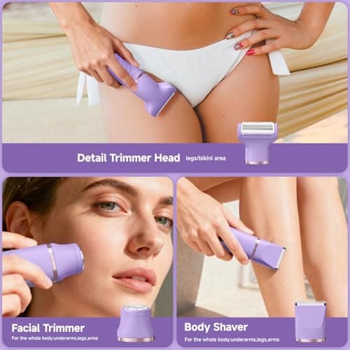 Bikini Trimmer for Women, Tiovara Electric Razor for Private Area, Painless Pubic Hair Trimmer with Charging Dock, IPX7 Waterproof Wet & Dry Lady Shaver for Leg Underarm Arm Body, Gift for Her view 5