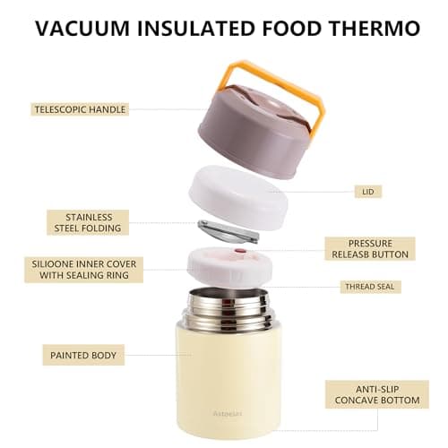 Insulated Thermo Soup Jar for Kids & Adults, 27 oz Stainless Steel Thermal Food Container with Spoon, Triple Layer Insulation (Gray) view 4