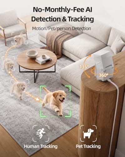 Genie S 2.5K Pet/Dog/Cat Camera, No Subscription Required, Built-in 32GB Storage, Phone APP, 2-Way Audio, 360° Pan&Tilt, Motion Detection, Privacy Mode, AI Tracking, Alexa & Google Assistant view 5