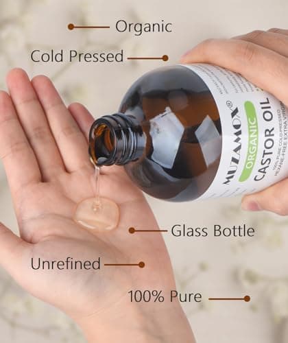 MUZAMOX Castor Oil Pack Wrap & 8fl.oz Glass Bottle Set, Organic Cold-Pressed Unrefined Castor Oil Included view 6