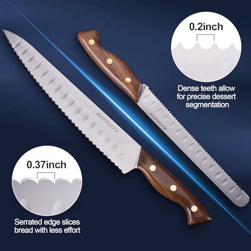 10"/8"Bread Knife set -Multifunction Serrated Knife Razor Sharp Slicer bread knife for homemade bread For Bread, Bagels, Cake, Baking, Efficient cutting Gifts Mother Fathers view 4