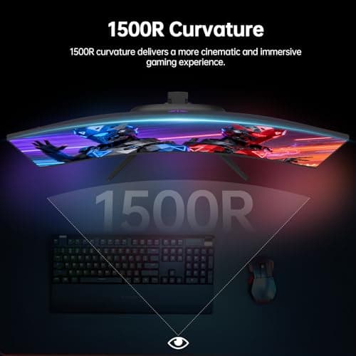 KTC 32 Inch Curved Gaming Monitor, 2K 180Hz Computer Monitor, Up to 185Hz, QHD 1500R PC Monitor 1ms with Adaptive Sync, DisplayPort/HDMI/USB, VESA Wall Mount, Tilt Adjustable, H32S5 view 6