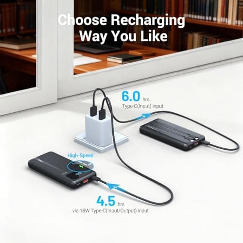 Antteez Portable Charger with Built in Cable - 10000mAh Fast Charging 22.5W Power Bank USB C LED Display Travel Battery Pack 4 Outputs & 2 Inputs for iPhone Samsung iPad Phones Tablets view 5