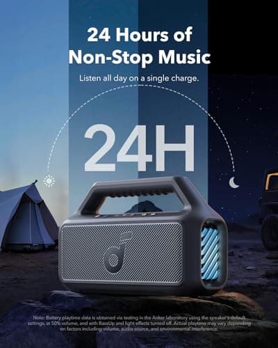 Soundcore Boom 2 by Anker, Outdoor Bluetooth Speaker with 80W Powerful Bass, 24H Playtime, IPX7 Waterproof & Floatable, RGB Lights, Custom EQ, Portable for Beach, Pool & Camping (Black) view 6