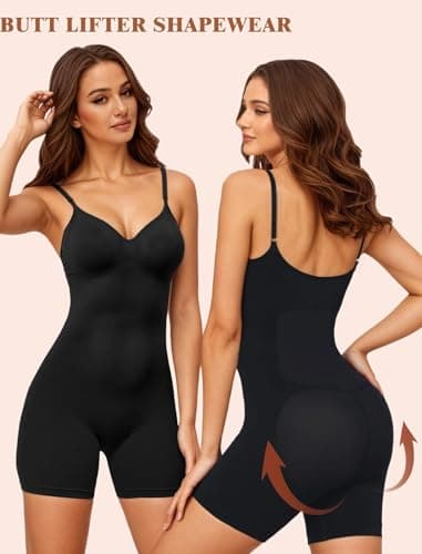 JEKAOYI Women's Shapewear Bodysuit, Mid Thigh Tummy Control Butt Lifter Shaper with Adjustable Straps view 3