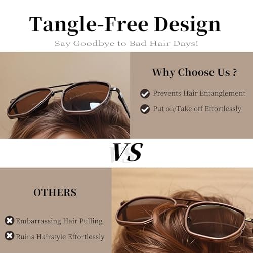 BOBUXLIIN Square Tangle Free Retro Aviator Sunglasses for Women Trendy Womens Sunglasses Polarized UV Protection Metal Frame view 3