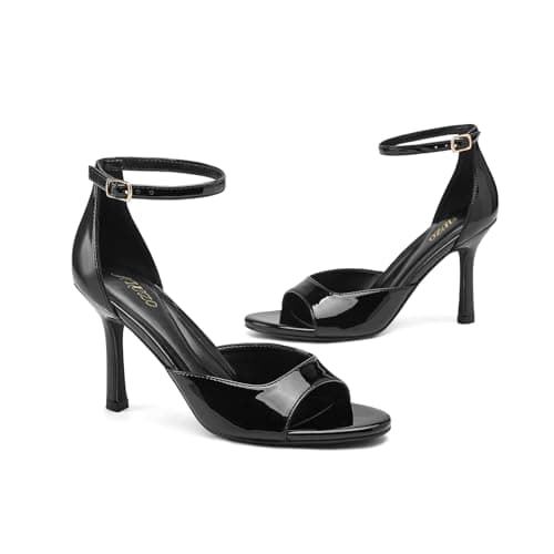 AIUZO Women's Open Toe Ankle Strap Stiletto Heeled Sandals, Dress Shoes for Wedding Bridal Party Prom view 4