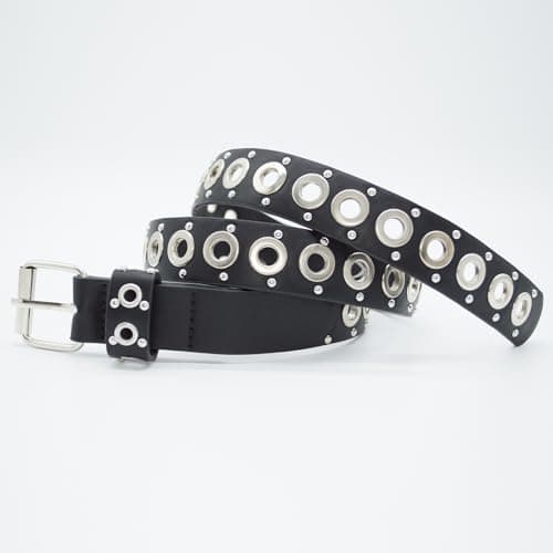 EONTISO Women Studded Leather Belt for Jeans, Punk Rock Western Fashion Belts view 6