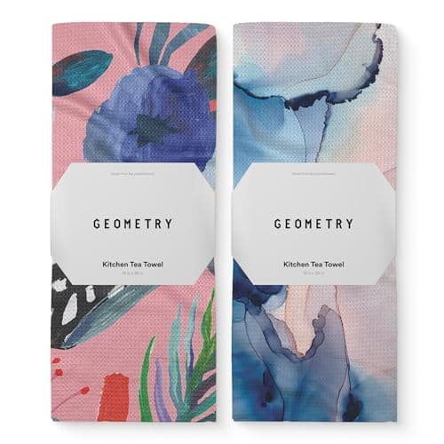 GEOMETRY Kitchen Tea Towels - Quick Dry Microfiber Dish Towels for Kitchen Watercolors, 18" x 30" 2 Pack — image 1
