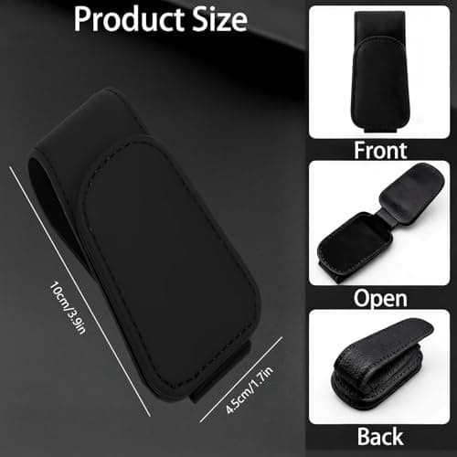 Sunglasses Holder for Car, Leather Eyeglass Clip, Magnetic Ticket Card Clip, Universal Car Sun Visor Storage Multi-Functional Interior Accessory for SUV Pickup Trucks view 7