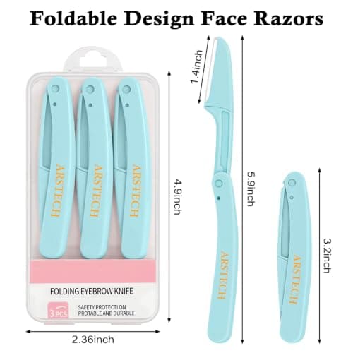 Dermaplane Razor for Women Face Shaver 12 PACK Foldable Face Razor view 4