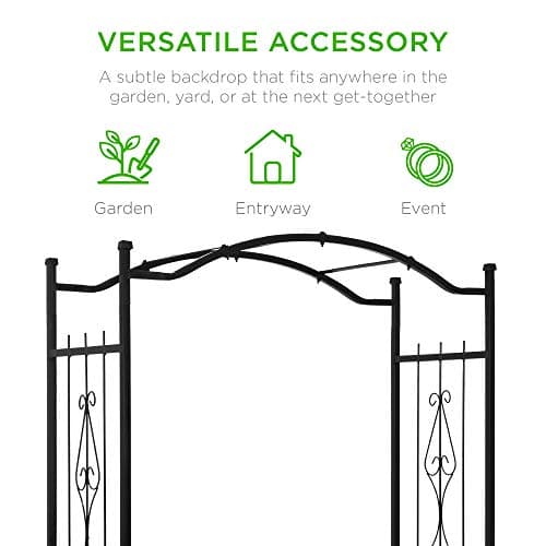 Best Choice Products 92in Steel Garden Arch Arbor Trellis for Outdoor, Yard, Garden, Climbing Plants w/Decorative Wire Lattice - Black view 5