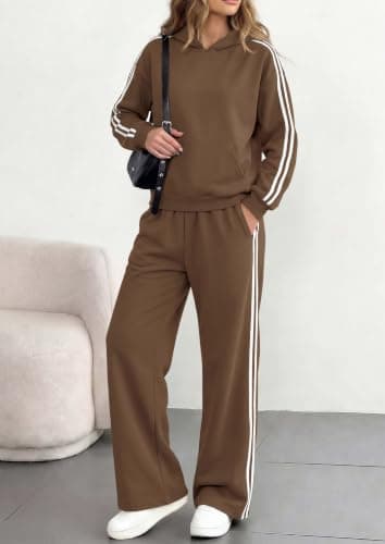 PRETTYGARDEN Womens Striped Sweatsuits 2 Piece Outfits Matching Lounge Sets view 4