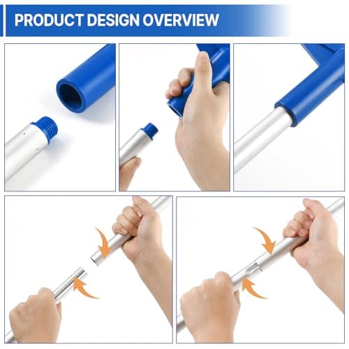 coclothy Pool Net - Pool Skimmer Net with 5 Section Detachable Poles, 22.2''- 59.1'', Skimmer Net with Fine Mesh Net, Pool Leaf Net view 5