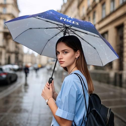 Natuquebrela Automatic Compact Umbrella Constellations - Folding Windproof Rain Umbrellas Travel Lightweight Sturdy Unique Portable Umbrella for Women Girls view 6
