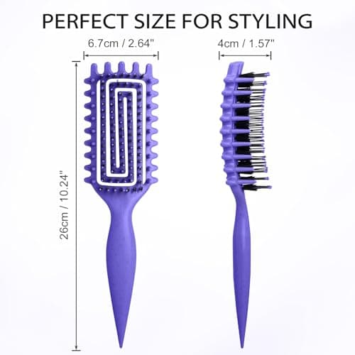 Quenxe Curl Defining Brush, Curly Hair Brush with Vented Design for Detangling and Shaping, Wet & Dry Use, Reduces Pulling for Women and Men (Purple) view 5