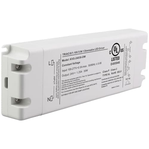 24V 30W Dimmable LED Driver, Power Supply for ELV, TRIAC Dimmer, AC to DC Transformer for LED Lighting, UL Listed, Class 2 — image 1