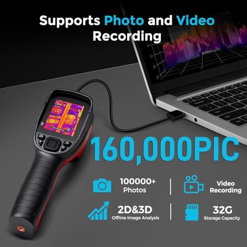 Handheld Thermal Imaging Camera with 2MP Visual Camera, 512x384 Super Resolution, NeoTamarix Thermal Camera 256x192 IR Resolution with 32GB SD Card, Video Recording & PC 2D/3D Analysis Supported view 5