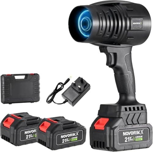 NovorikX 20V Cordless Mini Turbo Leaf Blower, 30000RPM Handheld Snow Blower with 2 X 3.0Ah Batteries & Charger, Ultra-Light, 55m/s for Car/Lawn/Garage Cleaning and Snow Removal view 1