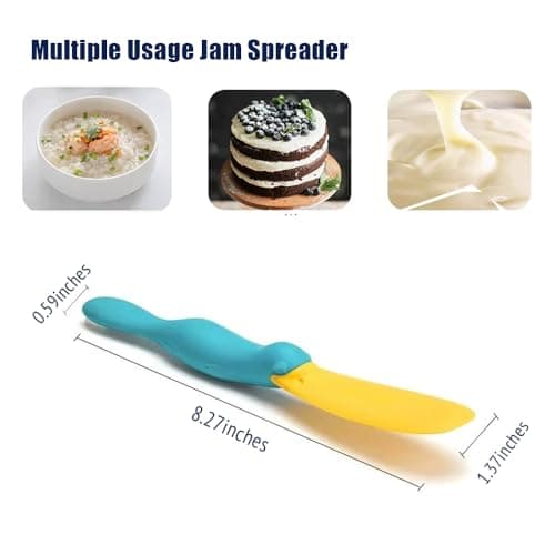 2 PCS Silicone Jar Scraper with Long Handle Jelly Jam Spreader Cheese Knife, Splatypus Jar Spreader for Peanut Butter Knife for Cream Bread Sandwich Kitchen Must Have spreader knife view 3