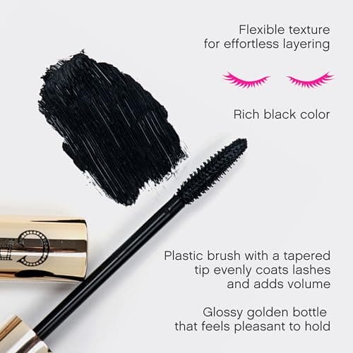 Vivienne Sabó Cabaret Premiere Black Mascara, Volume and Length, Defining, Curling, No Flaking, No Clumping, Smudge Proof, Washable, Cruelty-Free, Made in Europe, (01 Black), 0.3 Fl Oz, 1 Pack view 4