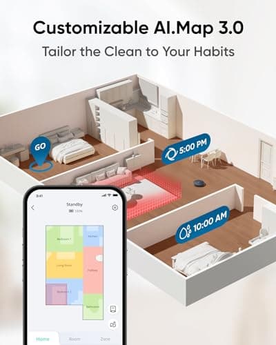 eufy X10 Pro Omni Robot Vacuum and Mop Combo, 8,000 Pa, Dual Mops with 12 mm Auto-Lift and Carpet Detection, AI Obstacle Avoidance, Auto Mop Washing&Drying, Self-Emptying, Self-Refilling view 6