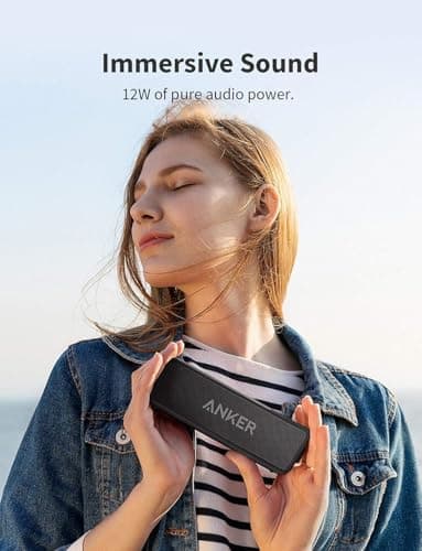 Anker Soundcore 2 Portable Bluetooth Speaker with Stereo Sound, Bluetooth 5, Bassup, IPX7 Waterproof, 24-Hour Playtime, Wireless, Speaker for Home, Outdoors, Travel view 3
