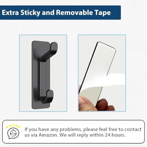 pickpiff Wall Hooks for Coat and Towel: 13LB Strong Adhesive Door Hanger Stick on, Black 4 Pack view 5