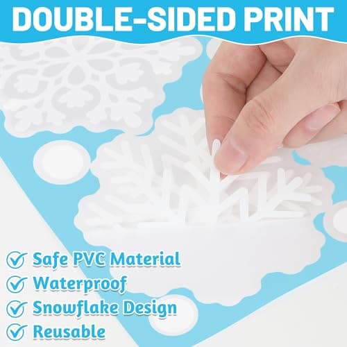 116PCS Christmas Decorations, 9 Sheets Christmas Window Clings, Snowflake Window Clings Decals, Double Sided Xmas Snowflake Decal Stickers for Winter Holiday Home Indoor Decorations Decor Supplies view 5