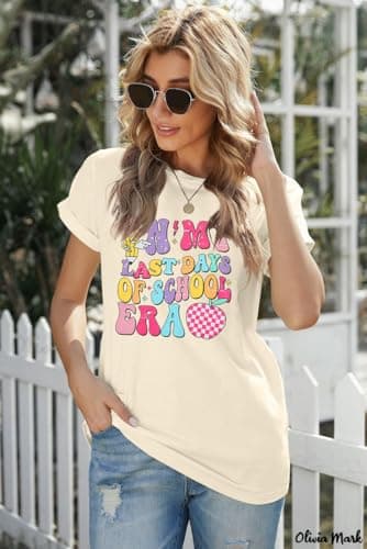 Last Day of School Teacher Shirt: Women Teacher Life Shirts Summer Happy Graduation Gifts Tee Tops view 5