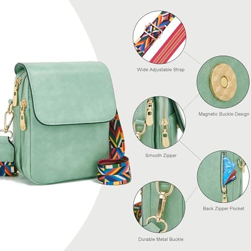 Soperwillton Crossbody Bags for Women Vegan Leather Purse Small Shoulder Handbags with Wide Adjustable Strap view 5