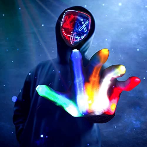 Max Fun Halloween Mask Glowing Gloves for Halloween Costume Cosplay Party Led Light Up Scary Masks for Halloween Party view 6