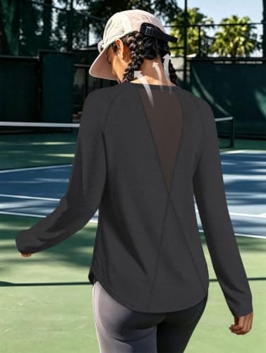 Workout Tops for Women Long Sleeve Shirts Fall Tops Gym Clothes view 3