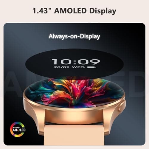 Blackview Smart Watch for Women(Make/Answer Calls), 1.43''AMOLED Touchscreen Fitness Tracker with 100+ Sports Modes, Heart Rate/SpO2/Sleep Monitor/2 Straps, Smartwatch for iPhone & Android view 2